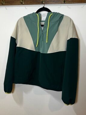 Old Navy Teal Zip Hoodie with Neon Yellow Drawcord